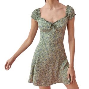 Reformation Pacey Mini Dress Sprite Floral Green Print Sz 6